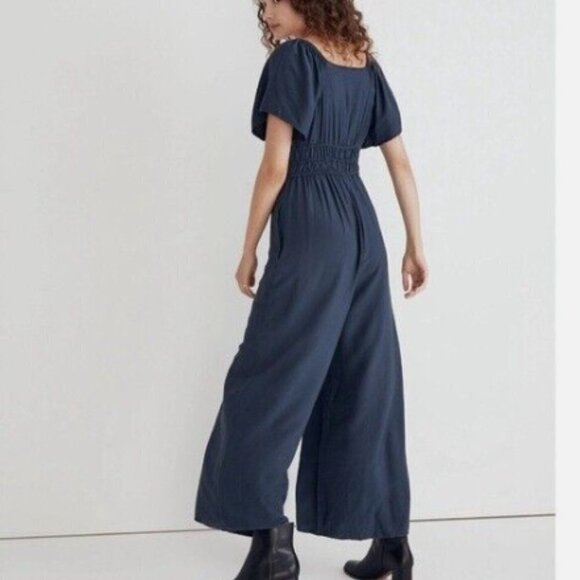 Madewell Twill Wide-Leg Jumpsuit Blue Size M EUC - Picture 2 of 7